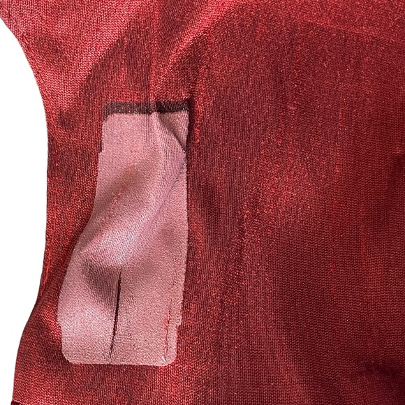 Fourmy Deep Red Wine Faux Dupioni Silk Cutaway Neckline Sheath Dress Sz 8 - Picture 10 of 10